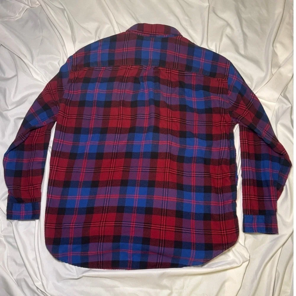 Levi's Plaid Flannel Button Up Shirt Mens Medium Red‎ Blue Streetwear Casual